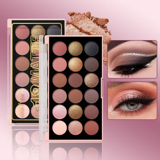 18-Color Matte & Shimmer Shadow Wardrobe.