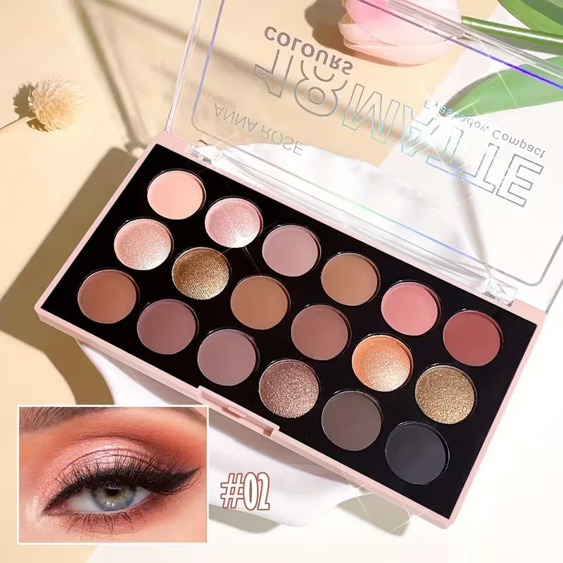 18-Color Matte & Shimmer Shadow Wardrobe.
