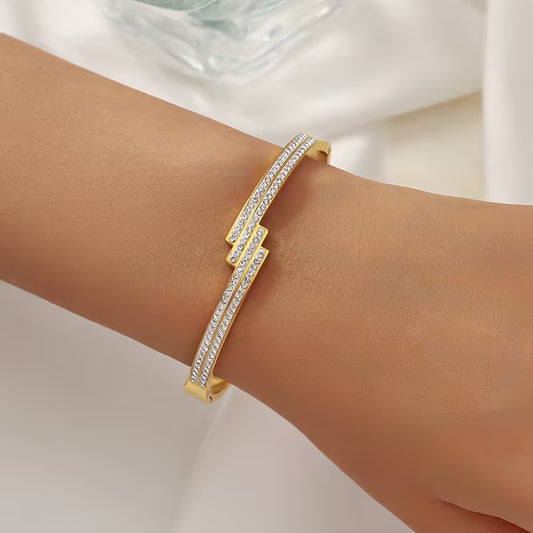 18K Gold Plated Claddagh Rhinestone Bracelet