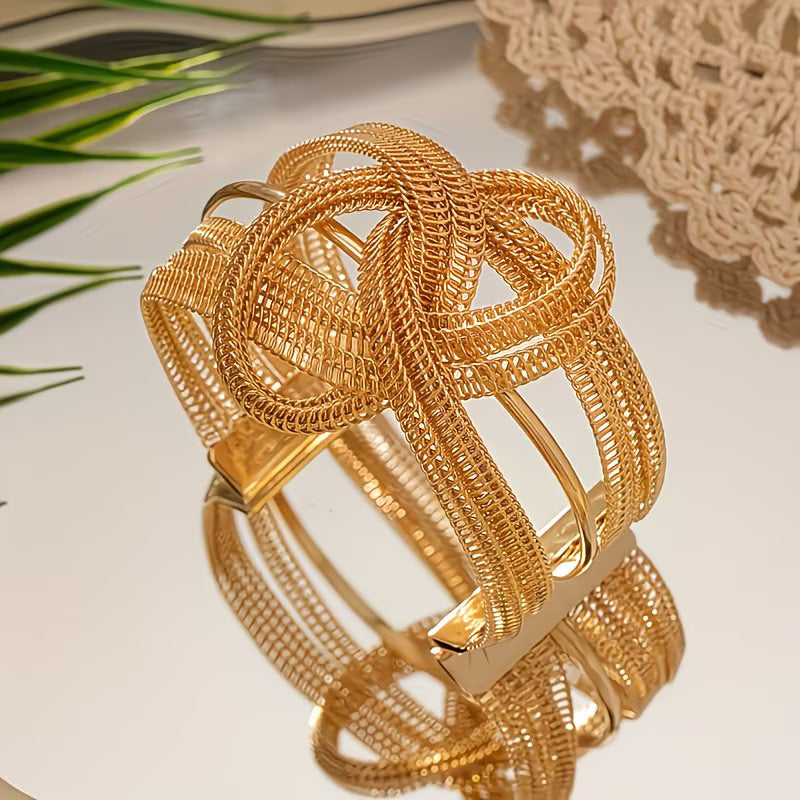 18K Gold Plated Geometric "Sleeve" Cuff Bracelet.