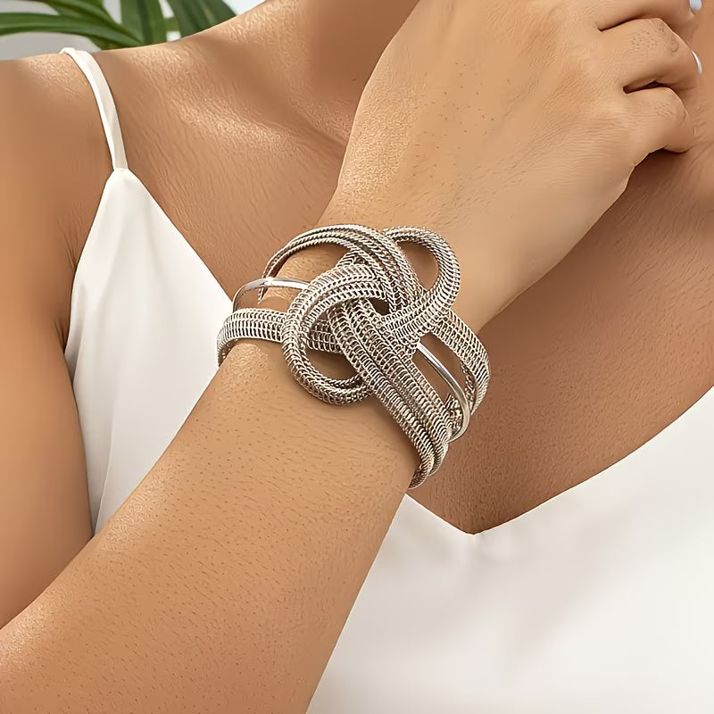 18K Gold Plated Geometric "Sleeve" Cuff Bracelet.