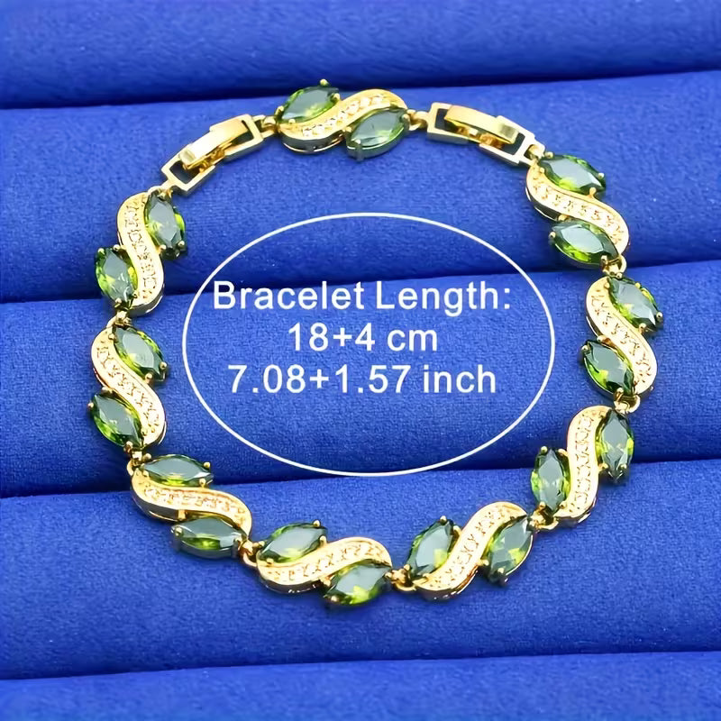 18K Gold Plated Olive Green Bracelet.