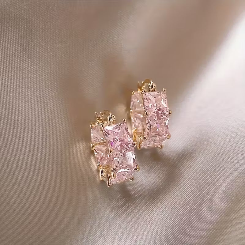18K Gold Plated Zirconia Stone Earrings.