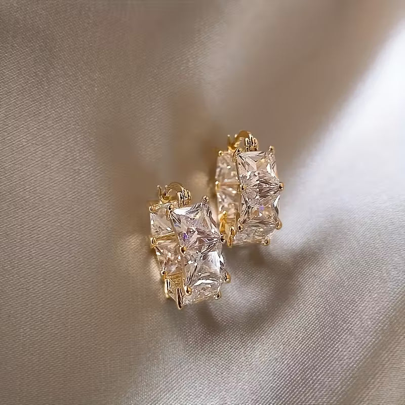 18K Gold Plated Zirconia Stone Earrings.
