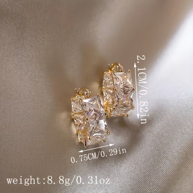 18K Gold Plated Zirconia Stone Earrings.