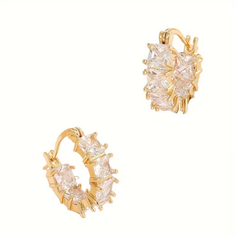 18K Gold Plated Zirconia Stone Earrings.