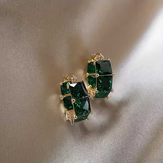18K Gold Plated Zirconia Stone Earrings.