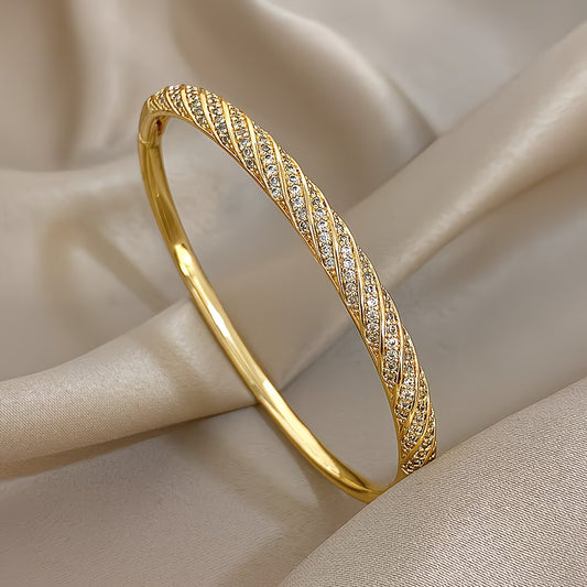 18K Gold Plated Twisted Copper Bangle Bracelet.