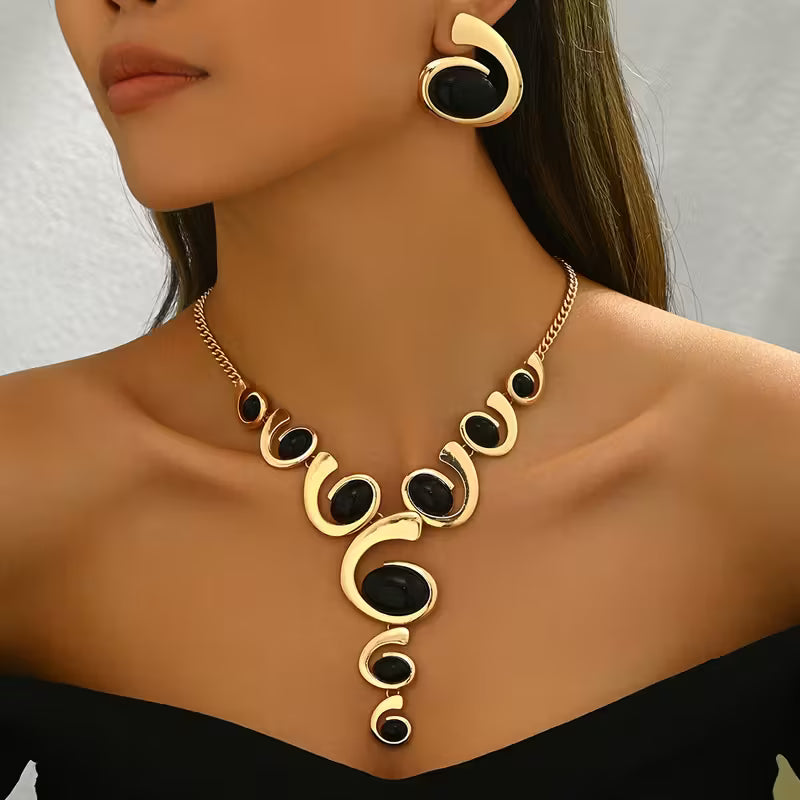 2-Piece Cochlea Y-Necklace Set.