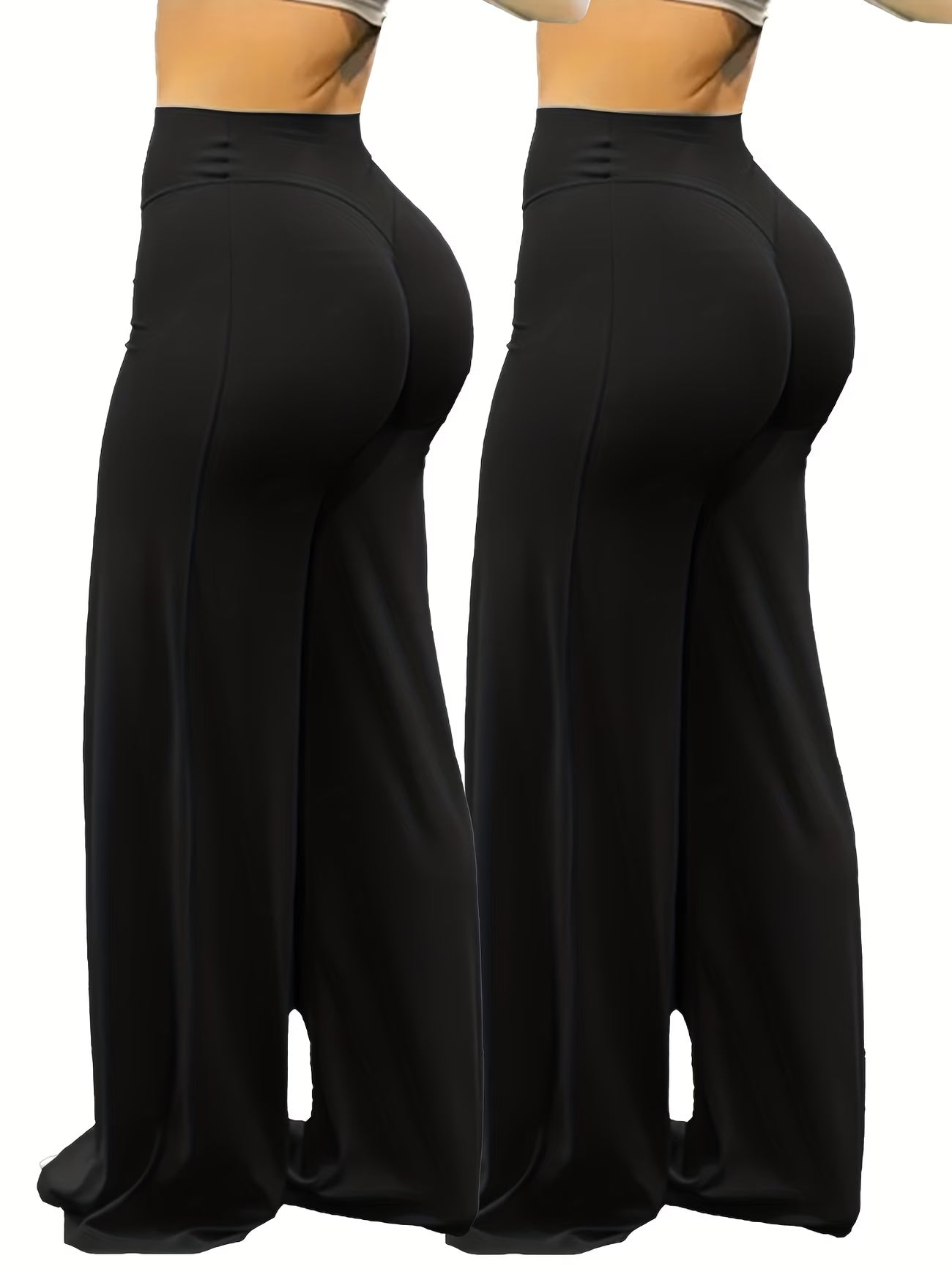 2-Piece Set of Plus-Size Wide-Leg Yoga Pants.