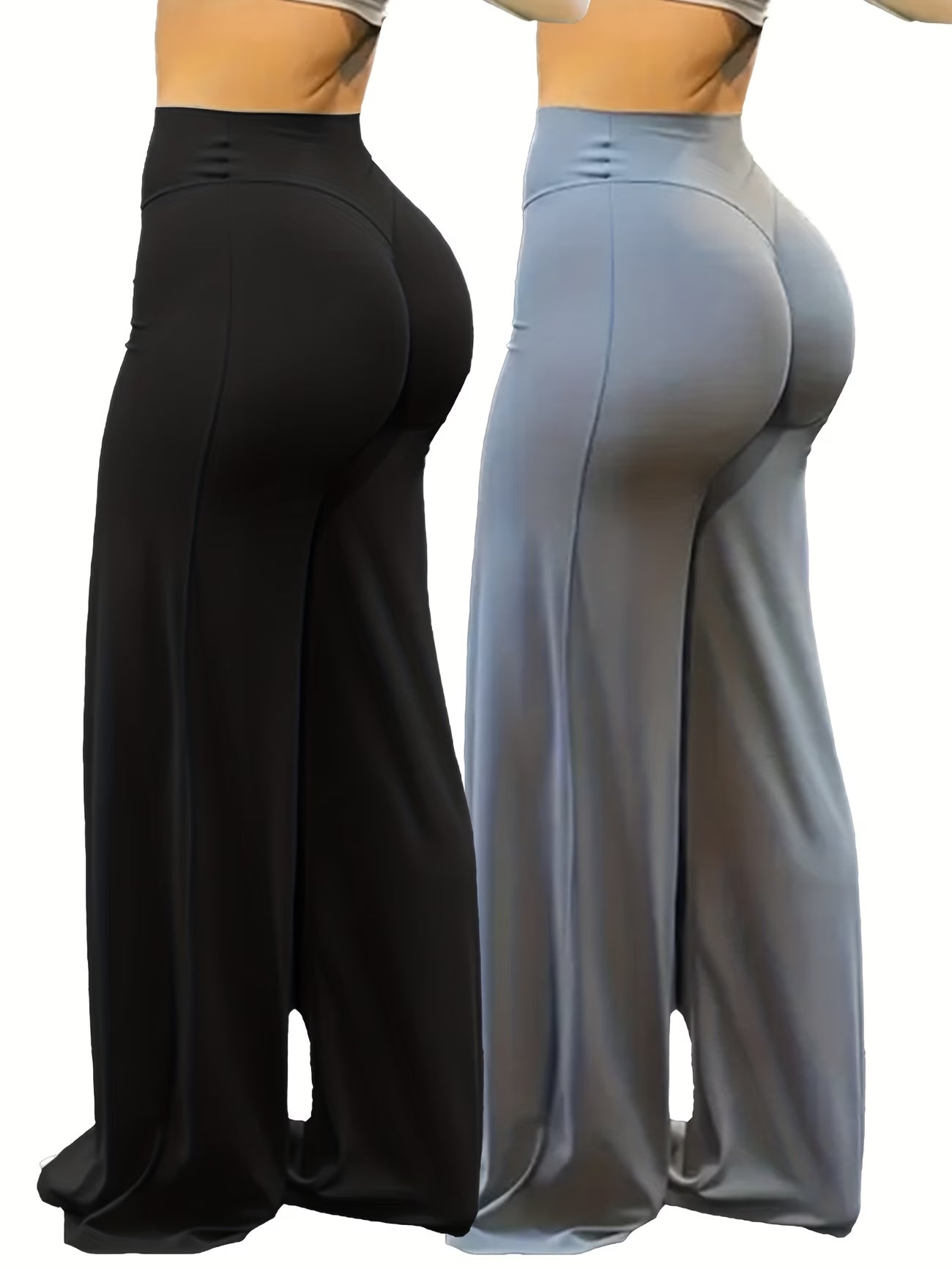 2-Piece Set of Plus-Size Wide-Leg Yoga Pants.