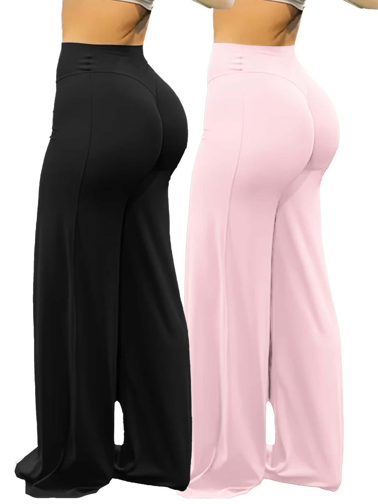 2-Piece Set of Plus-Size Wide-Leg Yoga Pants.
