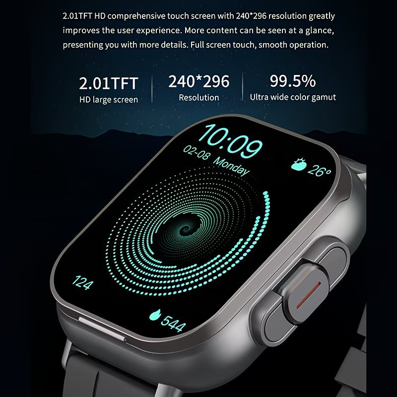 2-in-1 Smartwatch with Built-in TWS Earbuds – 2.01" HD