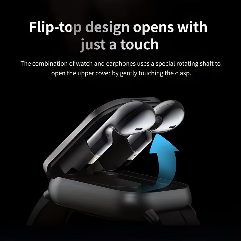 2-in-1 Smartwatch with Built-in TWS Earbuds – 2.01" HD