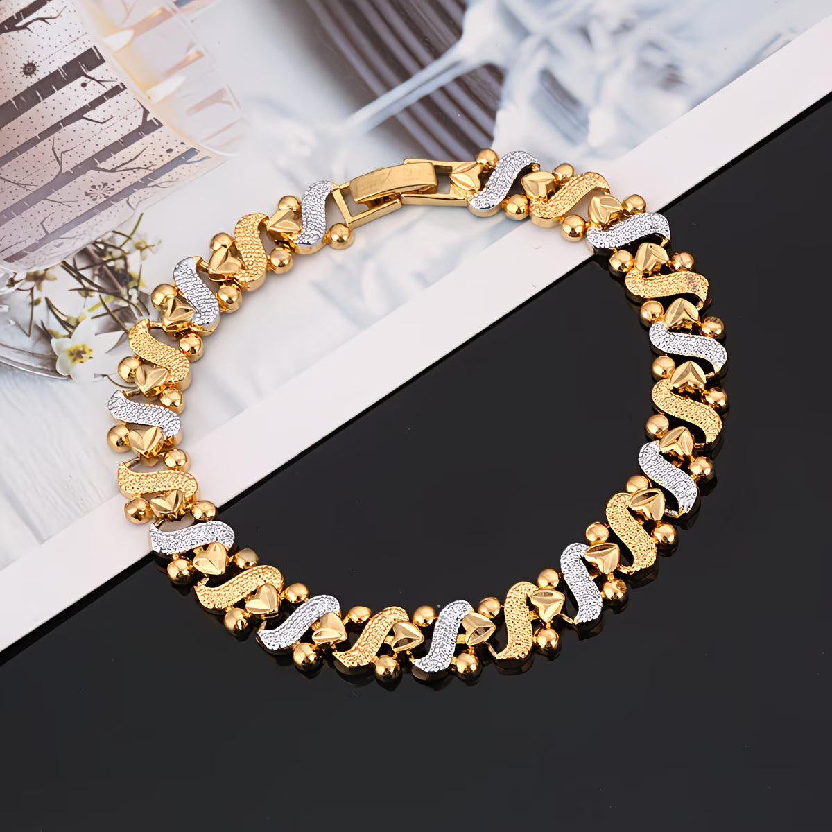 24K Gold Plated Dubai-Inspired Heart Bracelet.