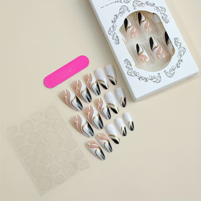 24 PCS Almond Shaped Press-On Nails Kit