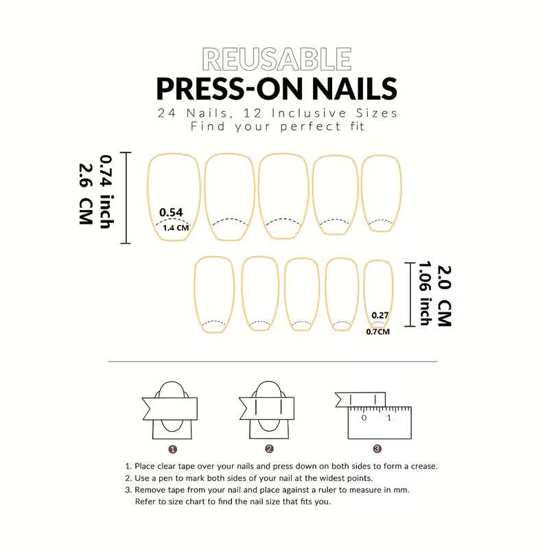 24pcs Black & White Metal-Finish Geometric Press-On Coffin Nails Set.