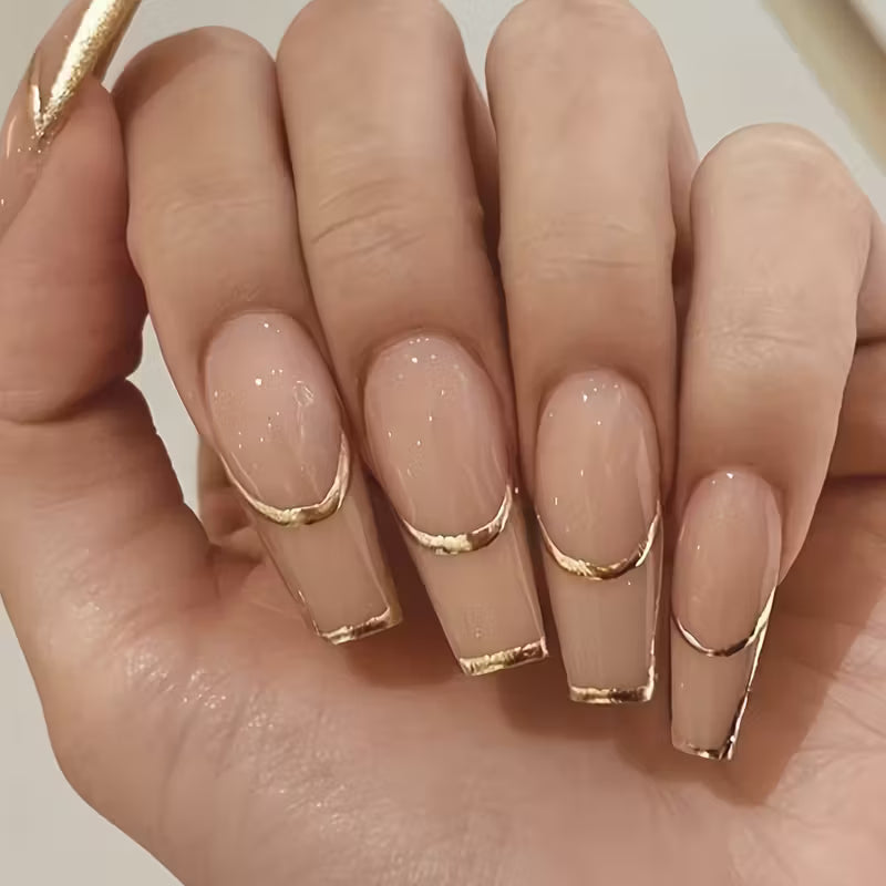 24pcs Long Stiletto Press-On Fake Nail Set.