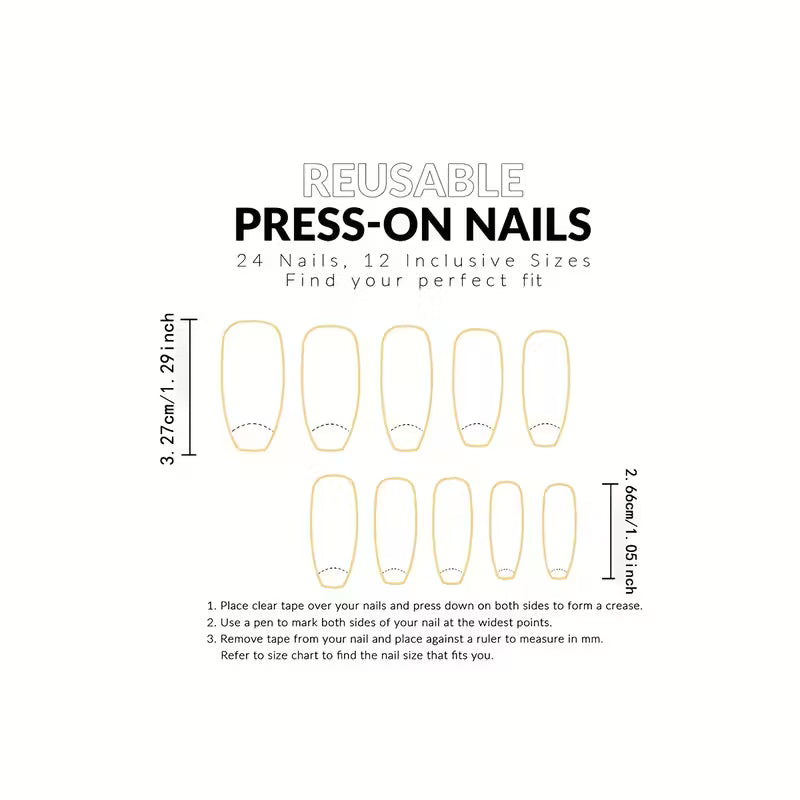 24pcs Long Stiletto Press-On Fake Nail Set.
