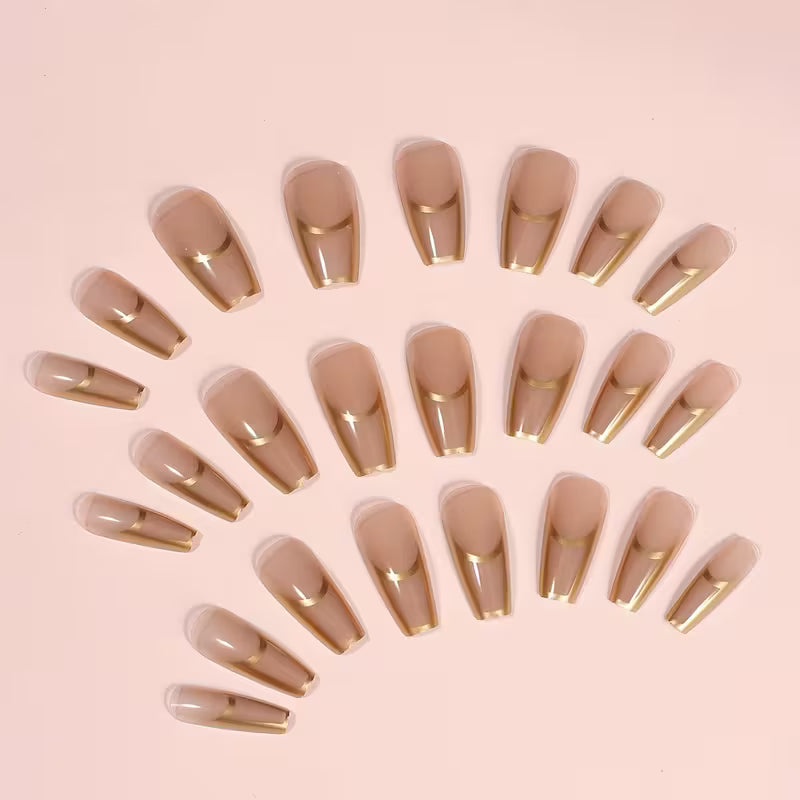 24pcs Long Stiletto Press-On Fake Nail Set.