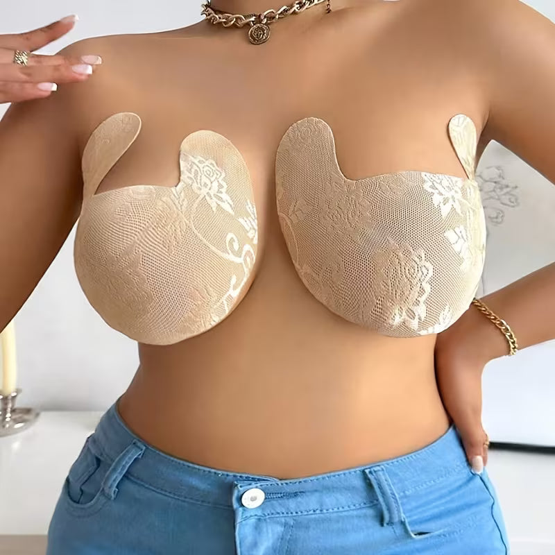2 Pairs of Plus Size Sticky Lace Breathable Invisible Breast.