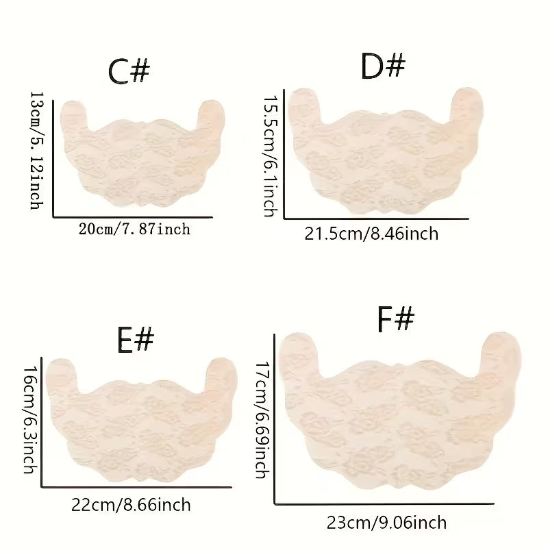 2 Pairs of Plus Size Sticky Lace Breathable Invisible Breast.