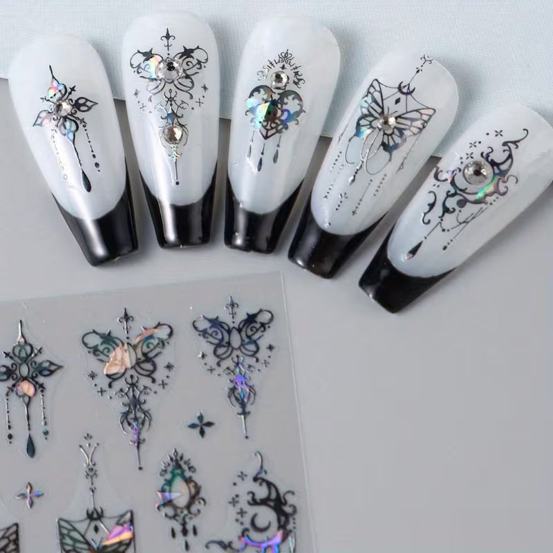 2pcs 3D Holographic Jewelry Butterfly Decals Butterfly Nail Art Stickers.