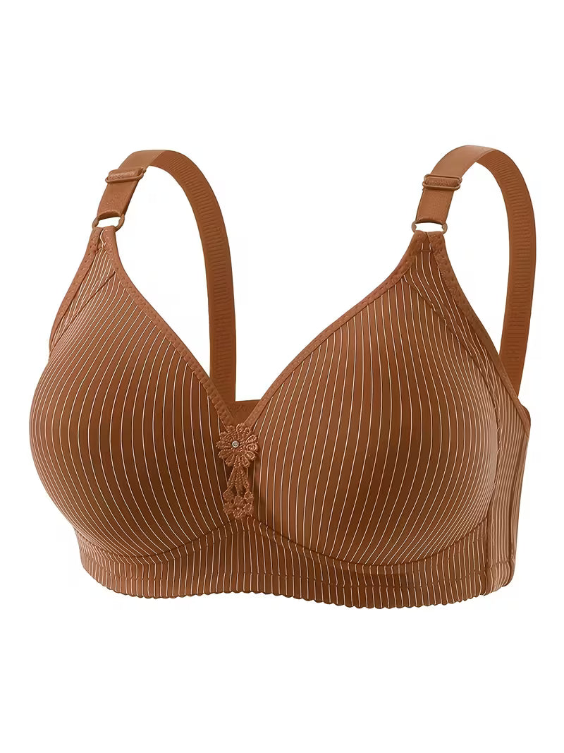 2pcs Soft Stripe Seamless Cup Bra.