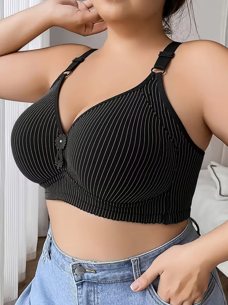 2pcs Soft Stripe Seamless Cup Bra.