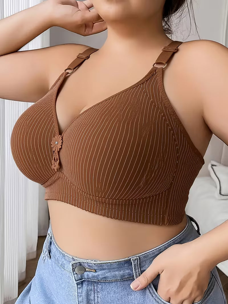 2pcs Soft Stripe Seamless Cup Bra.