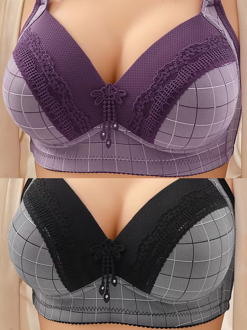 2pcs Women’s Wire-Free Breathable Bra Set.