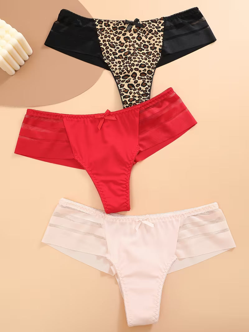 3-Pack Women’s Mesh Stitching Thongs