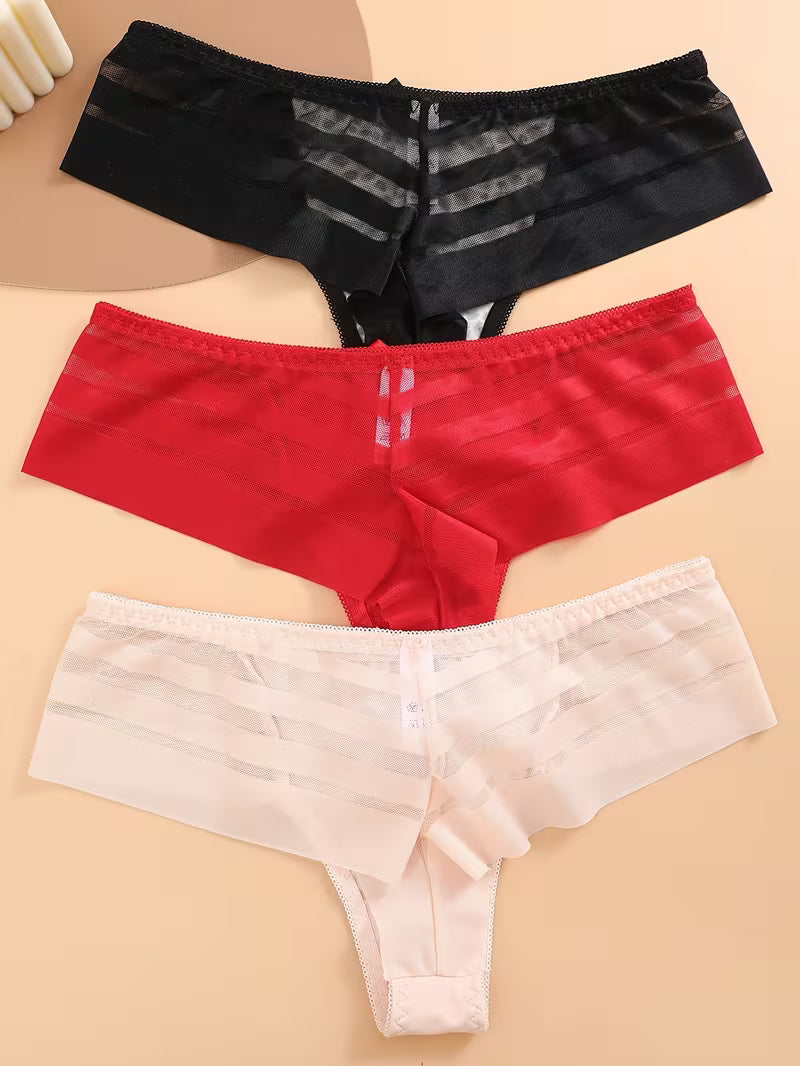 3-Pack Women’s Mesh Stitching Thongs