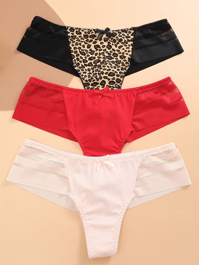3-Pack Women’s Mesh Stitching Thongs
