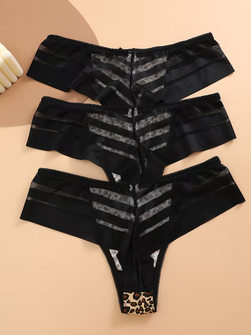 3-Pack Women’s Mesh Stitching Thongs