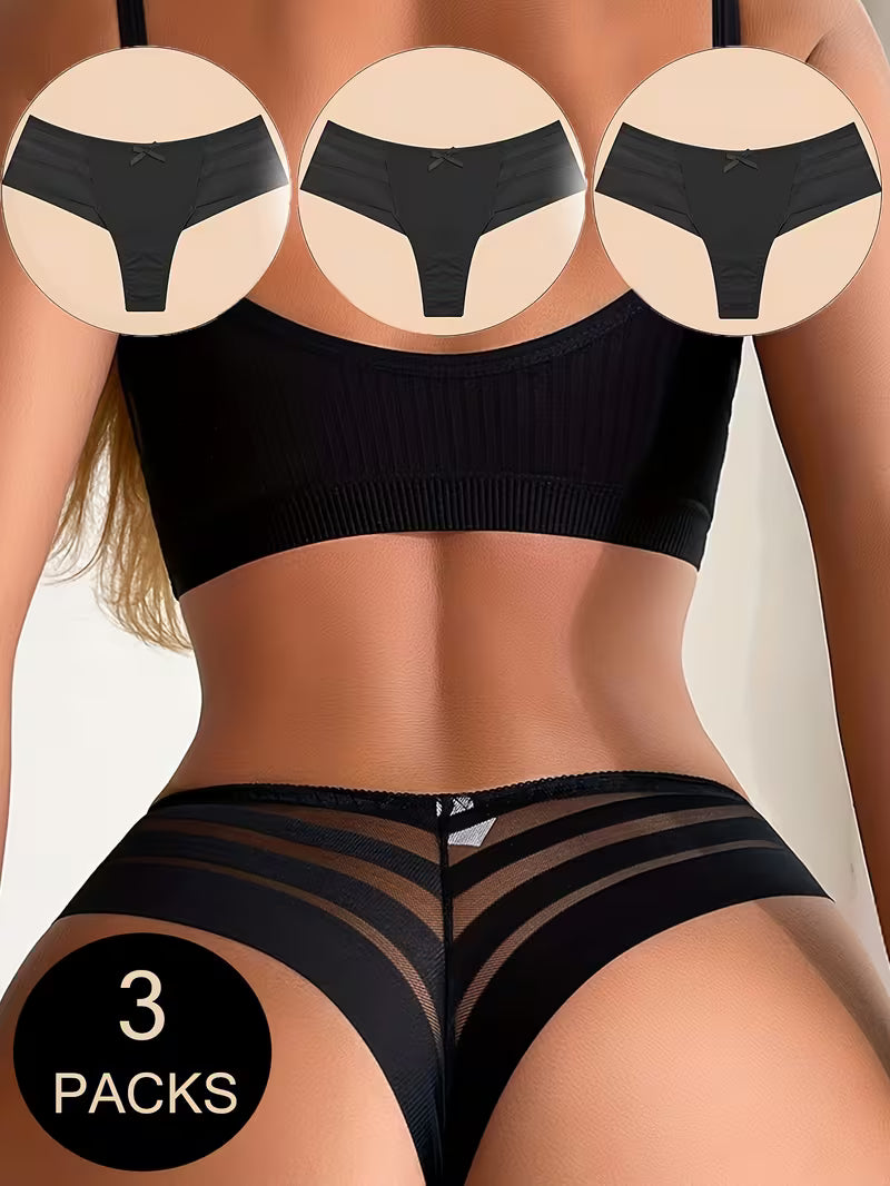 3-Pack Women’s Mesh Stitching Thongs