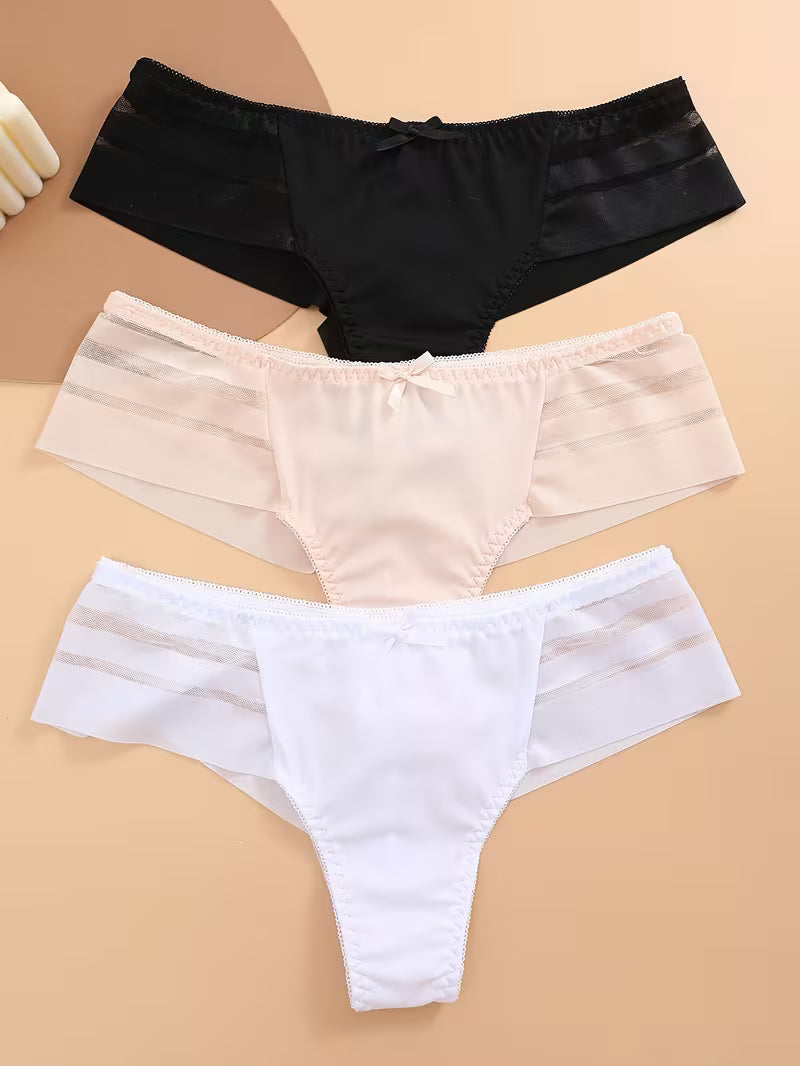 3-Pack Women’s Mesh Stitching Thongs