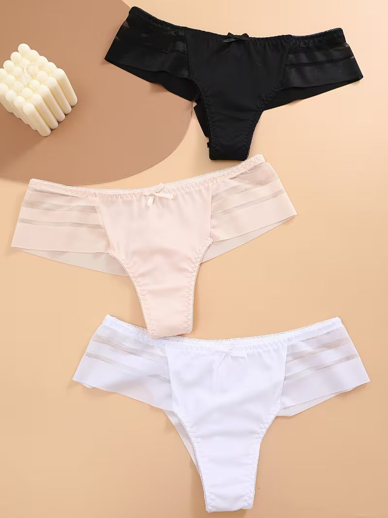 3-Pack Women’s Mesh Stitching Thongs