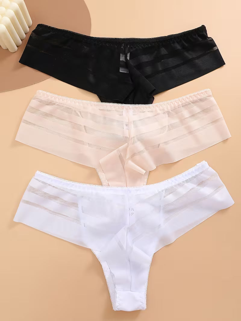 3-Pack Women’s Mesh Stitching Thongs