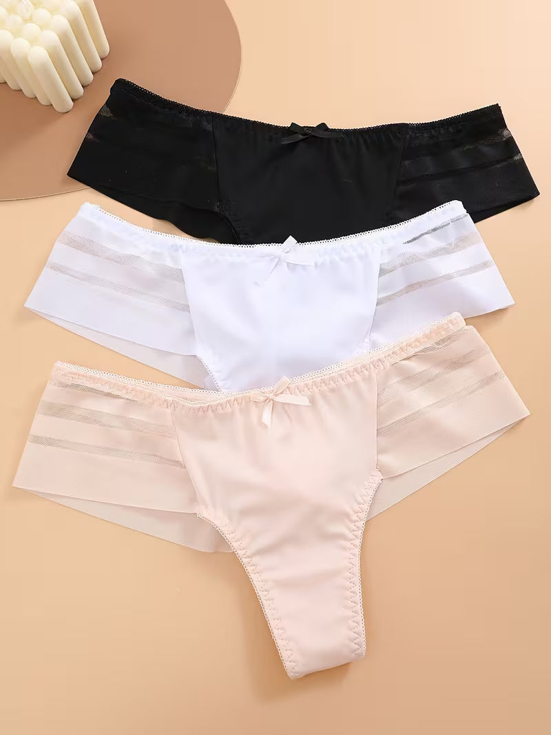 3-Pack Women’s Mesh Stitching Thongs