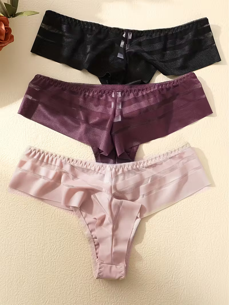3-Pack Women’s Mesh Stitching Thongs