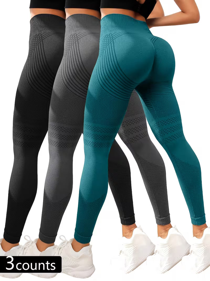 3-Pack of High-Waisted Striped Leggings.