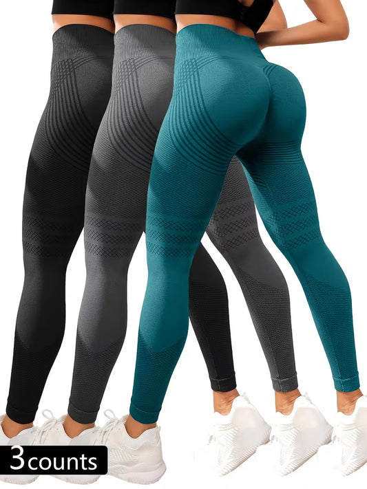 3-Pack of High-Waisted Striped Leggings.