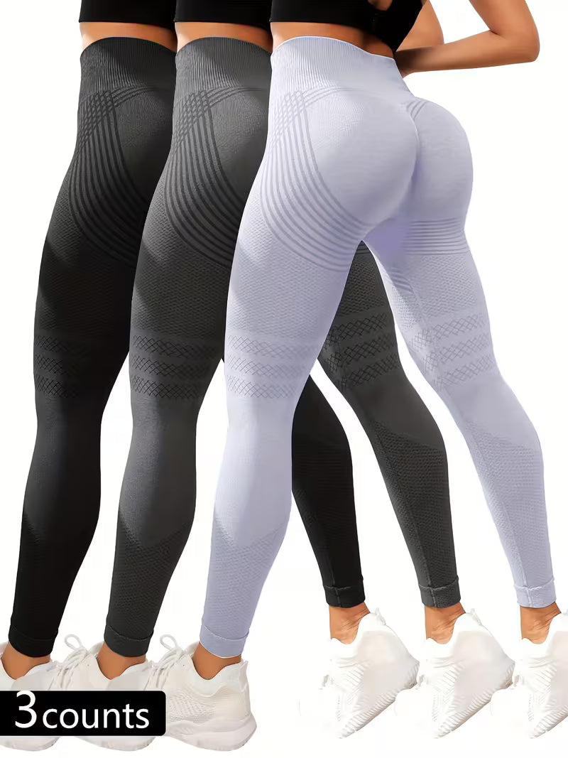 3-Pack of High-Waisted Striped Leggings.