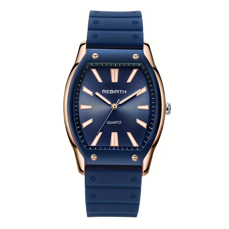Barrel-Shaped Silicone Strap Quartz Watch.
