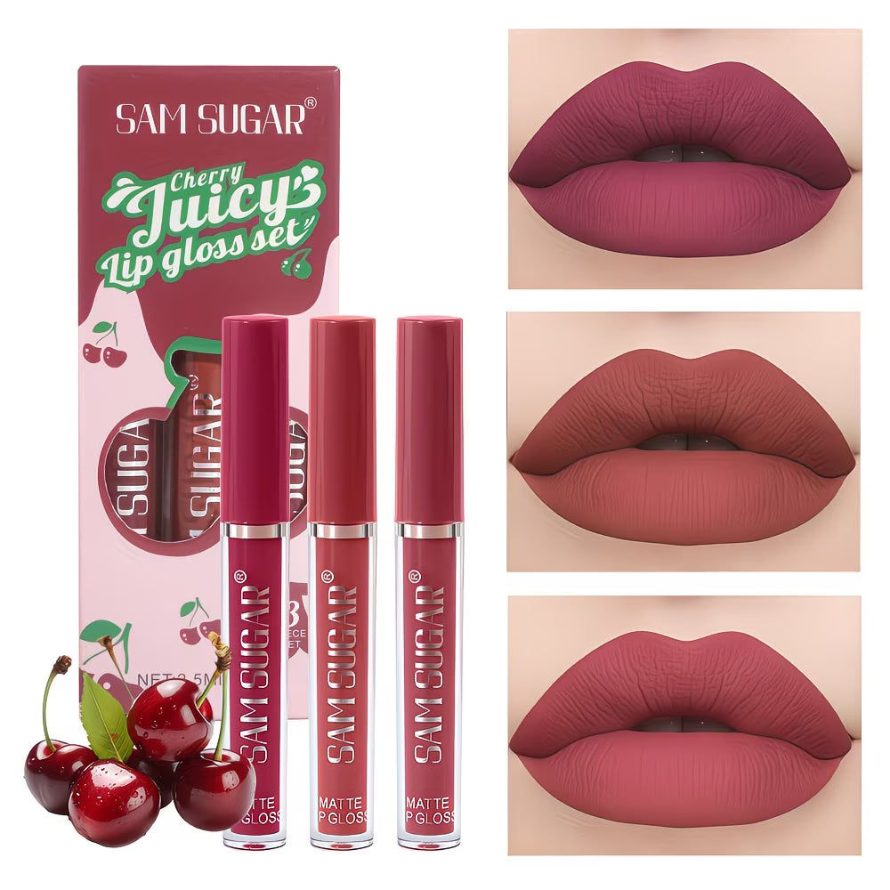 3pc Watermelon-Scented Waterproof, Matte Lip Kit.