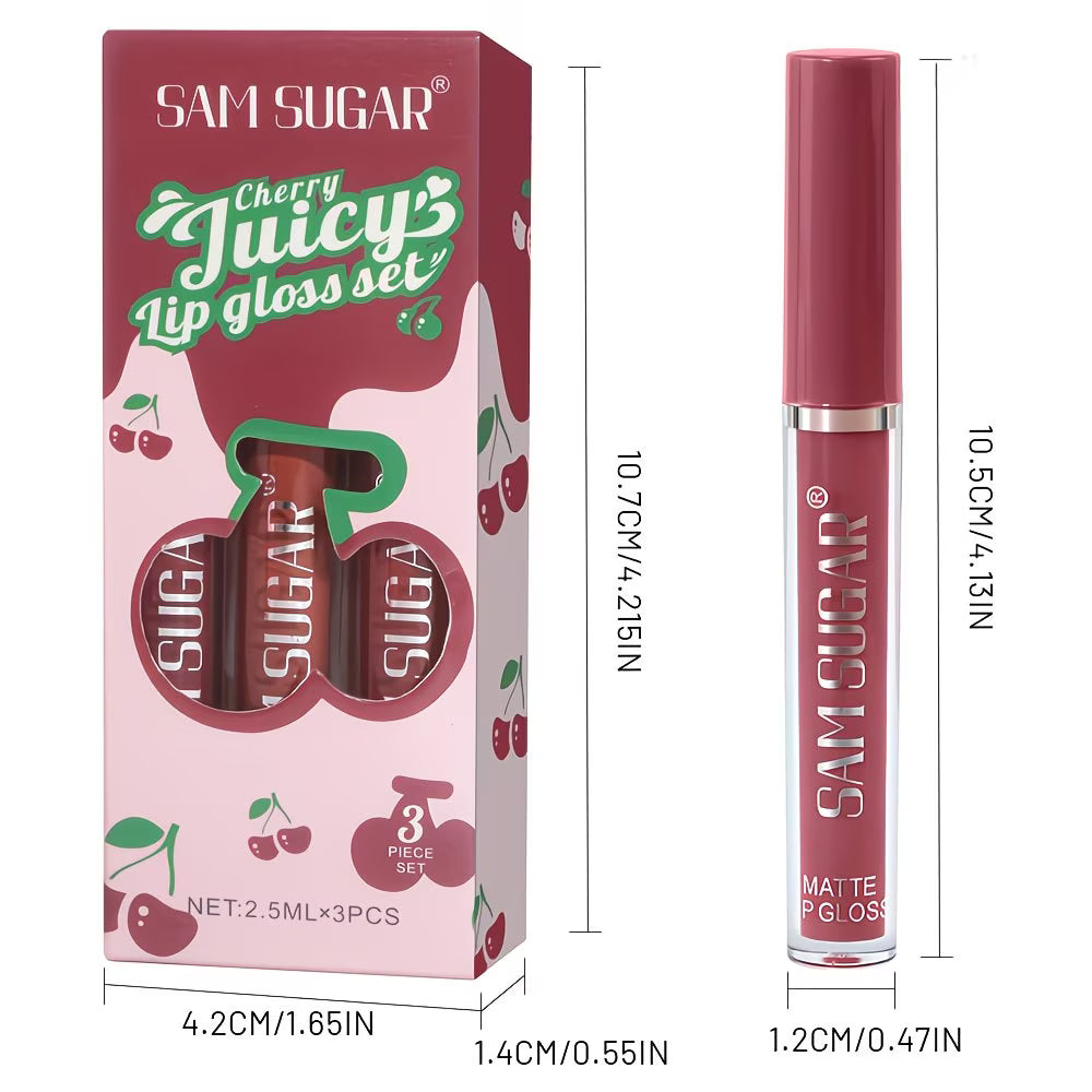 3pc Watermelon-Scented Waterproof, Matte Lip Kit.