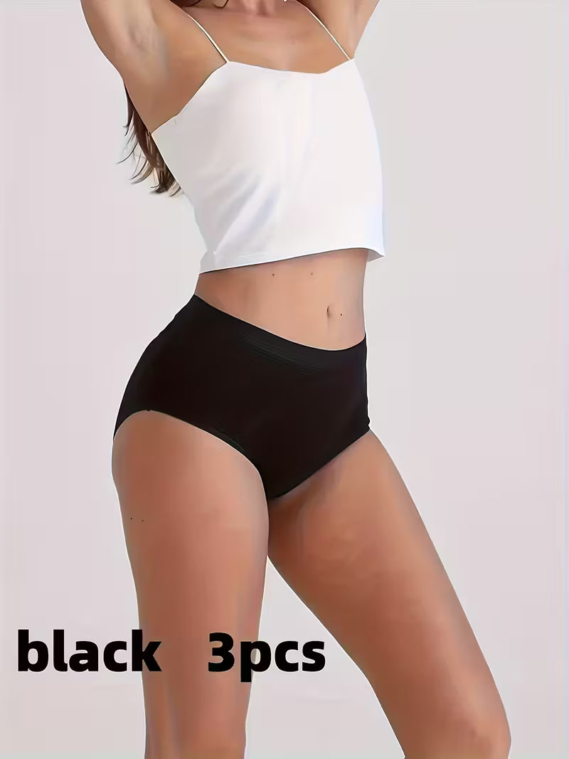 3pcs Elegant High-Waist Tummy Control Panties.