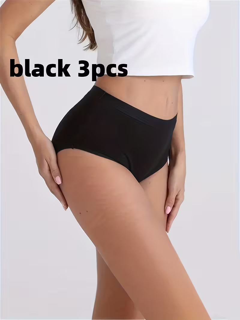 3pcs Elegant High-Waist Tummy Control Panties.