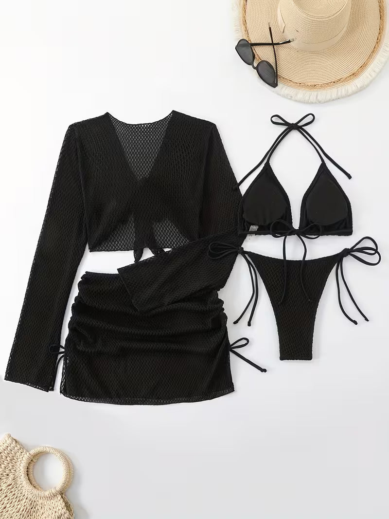 4-Piece Conservative Swimwear Set.
